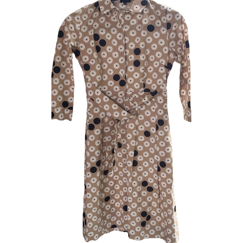 Talbots  Size 2 floral Jackie O‎ Inspired Belted 3/4 Sleeves Polka Dots  Chic